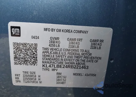 2024 Buick Envista Sport Touring Fwd from USA, damaged, VIN KL47LBE24RB221463